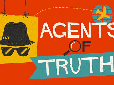 "Agents of Truth" Design for Summer Kid's Program agent globe hitchcock font saul bass spy spyglass