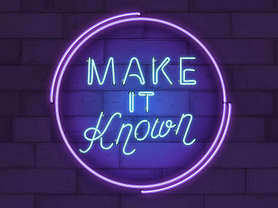 Make it Known - Love Offering Campaign Art brick background bright church love neon purple sign teal