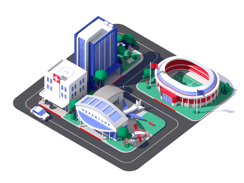 Lyft / City Slice 3d animation architecture buildings c4d car city illustration loop urban
