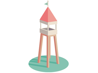 Watchtower call animation gif illustration isometric loop vector