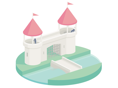 Middle Ages Gate animation castle design flat gif illustration loop vector