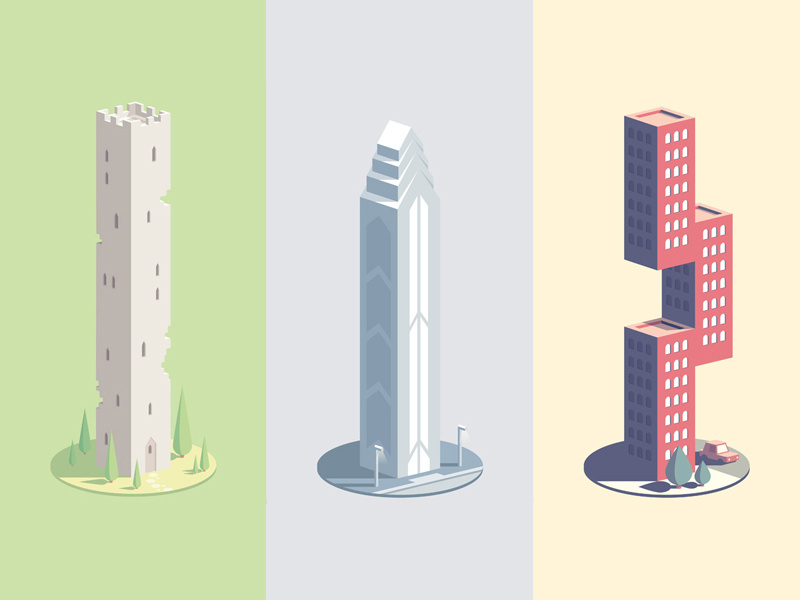 NeonMob Collection illustration isometric buildings neonmob skycraper design architecture