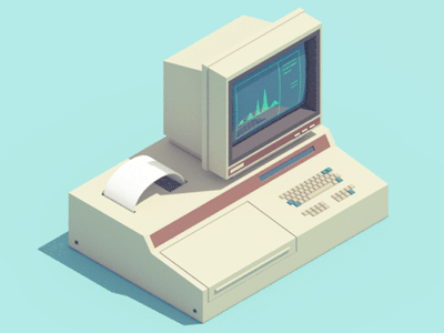 Helena animation gif c4d vray 3d isometric computer vintage retro electronic