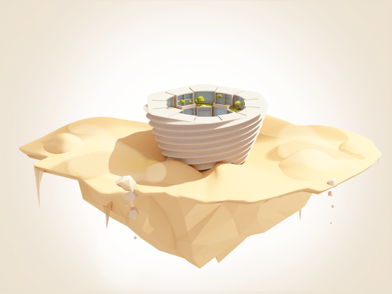 Screw city 3d animation architecture building c4d city desert house illustration sand screw