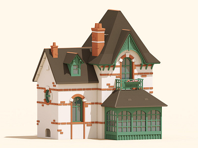 La Baule #1 1900 3d architecture building france house illustration la baule maison villa west coast