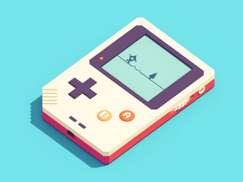 gameboy-like thing 3d animation c4d electronic game gameboy illustration retro videogame