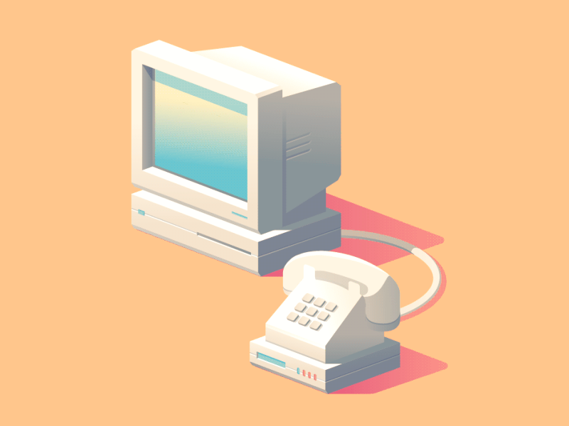 Dial-up Internet 90s animation computer dial up illustration internet old phone