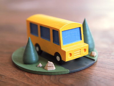 Bus Stage 3d 3d printing animation bus illustration print scene stop motion