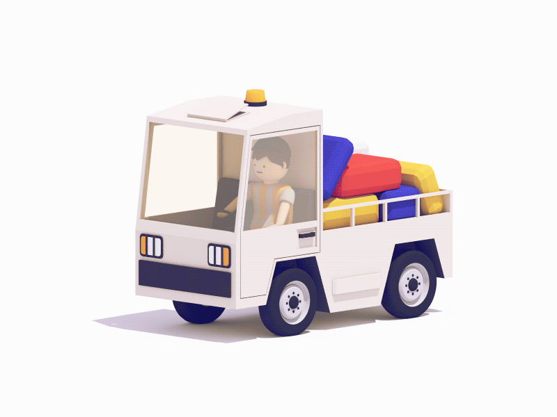 Airport Towing Cart 3d airport animation c4d cart character illustration vehicle