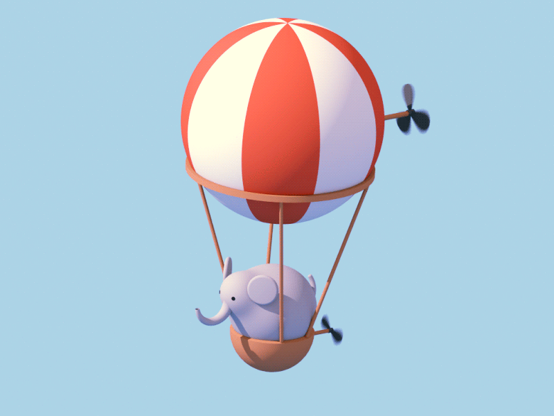 Arnold with his balloon 3d animation balloon c4d elephant gif illustration loop zeppelin