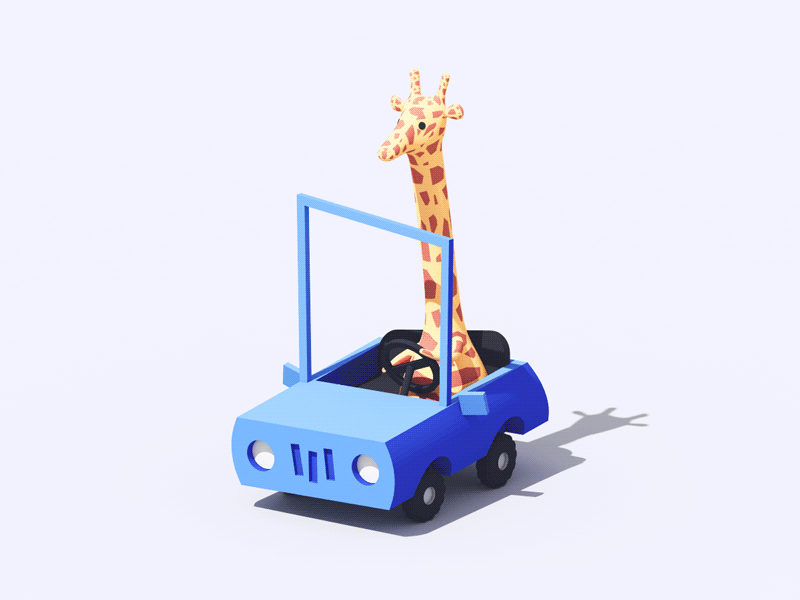 Alma on her way to the Zoo 3d animal animation c4d car character giraffe illustration loop zoo