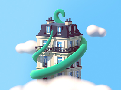 Parisian building 3d building c4d illustration paris parisian