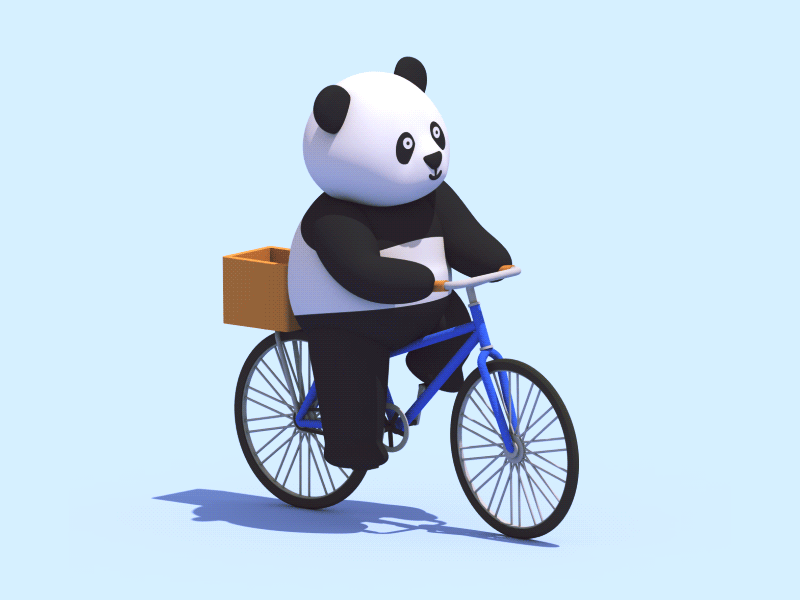 Panda on a bicycle 3d animation bicycle bike c4d illustration panda