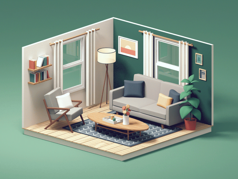 Living Room animation architecture design c4d cinema4d home illustration interior interior design living room livingroom