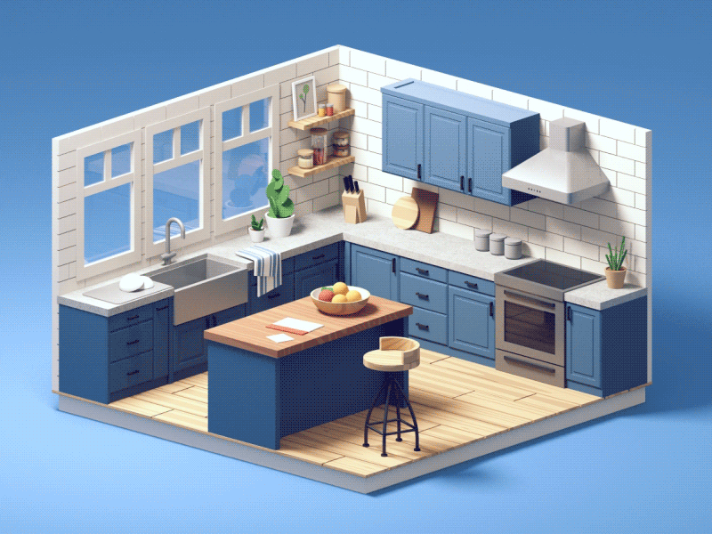 Kitchen animation c4d cinema4d construction decoration illustration interior interior design kitchen