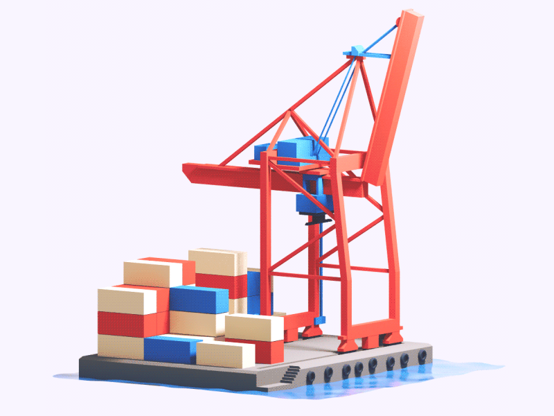 My Mistake / Harbour Crane 3d animation c4d container crane harbour illustration isometric loop ship