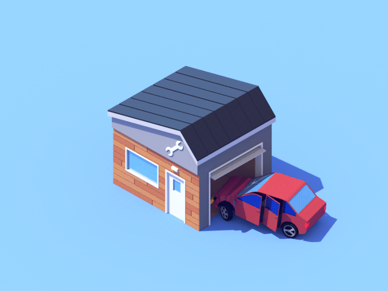Lyft / Garage 3d animation c4d car garage house illustration isometric loop