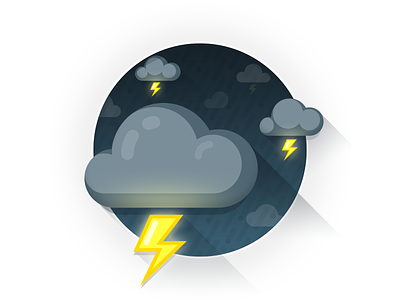 Thunderstorm clouds dark flat gradient icon illustration lightnings storm thunder thunderstorm