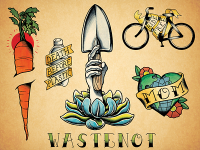 Sustainability Tattoo Flash Sheet flash sustainability tattoo watercolor