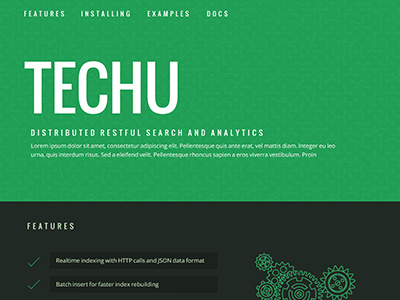 Techu flat colours green one page site psd search