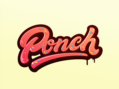 Ponсh donut handtype hipster lettering letters logo sweet