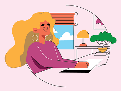 Illustration: woman typing