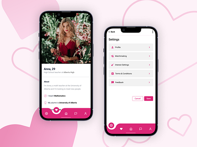 Dating App — Detail & Settings View