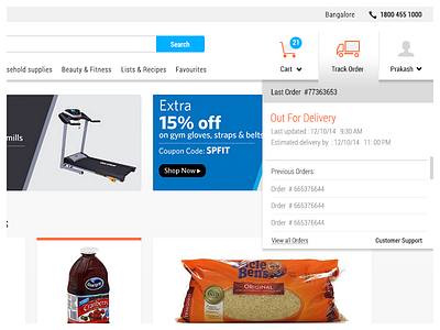 Delivery tracking dropdown ecommerce grocery online grocery ui ux web website design