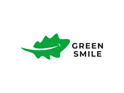 Green smile logo concept branding design food green happy healthy illustration leaf logo nature smile ux vector