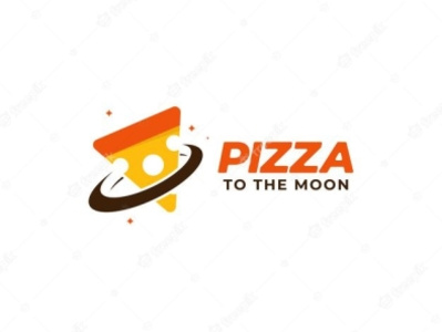Pizza to the moon branding design fast food food gradient illustration logo moon nft pizza space star typography vector
