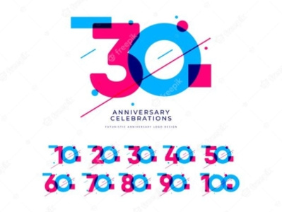 Anniversary logo template 30 anniversary birthday branding design gradient illustration logo typography vector