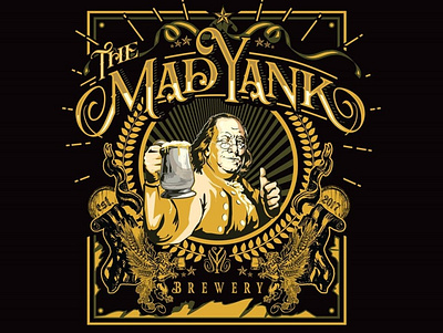 Mad Yank benjamin franklin black branding brandmark brewery craft beer design graphic identity illustration ilustrator logo logodesign
