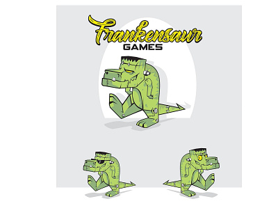 Frankensaur animation design frankenstain games icon illustration trex ui ux