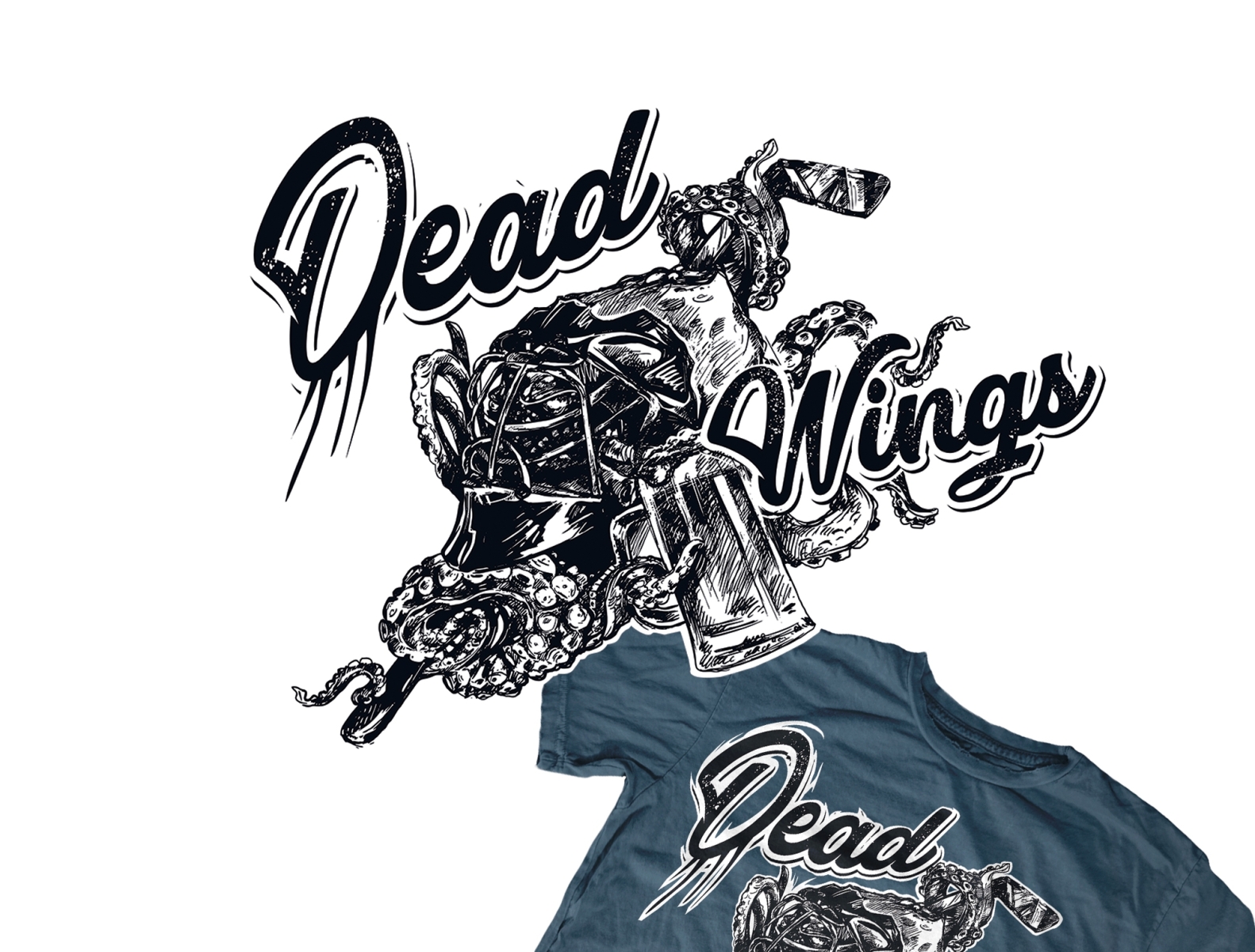 Dead Wings beer design art handrawn hockey jersey hockey logo ilustration logo mark print design
