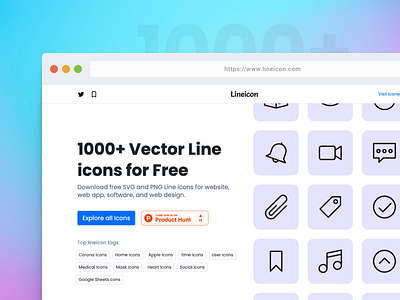 Landing Page of Line Icon Library design home page icon library icons ladning page landingpage ui ux uidesign webdesign