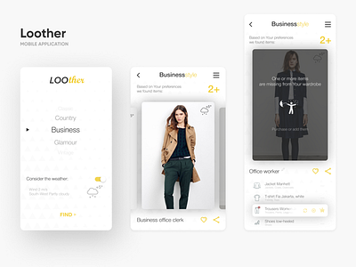 Loother - Clothes Shop app application business clothes commerce design intelligence interaction interface mobile mobile app ui ux wardrobe wheather