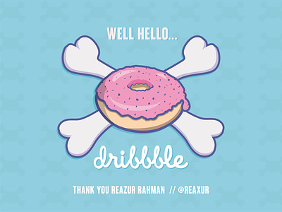 Hello Dribbble cartoon debut debut shot debutshot design donut hello dribbble hello dribble illustration vector