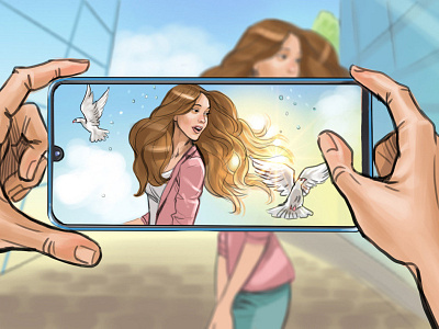 Storyboard shot girl illusration phone smartphone storyboard storyboarding