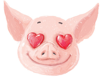 😍 charachter design emoji illustration love pig smile