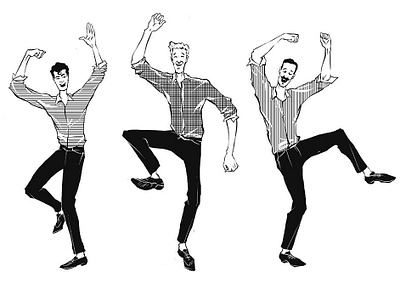 The illustration for AnyBodyHome agency. black black white dance dance music illustration men men fashion move