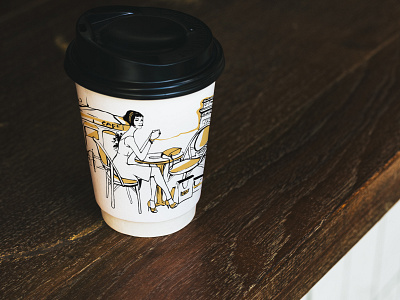 Illustrations for coffee cups branding coffee cup girl illustration paris vacation