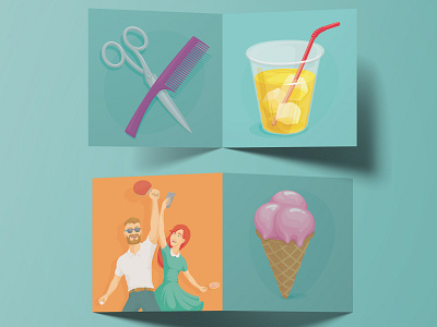 Illustrations for advertising items for summer festivals. fest festivals game icecream illustration lemonade play summer vector