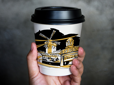 Illustrations for coffee cups coffee cup france illustration moulin rouge paris кофе чашка