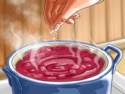 Storyboard about Russian borsch cook cooking food illustration red soup storyboeard