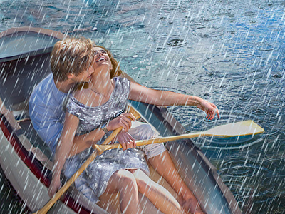We do storyboarding boat girl illustration love lovers rain rainy relationship river storyboard