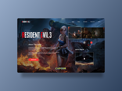 Resident Evil 3 Website Concept design figma games ui website