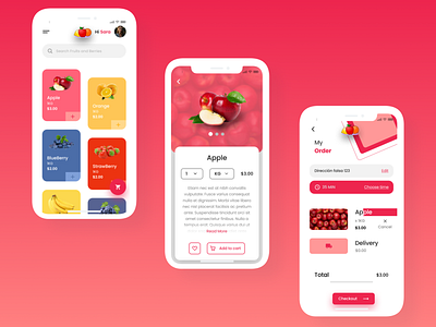 Food App 2020 app clean colors design figma flat fruits icon ios minimal mockup simple trend ui ux