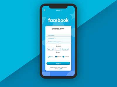 Facebook Register App [Concept] app branding clean design facebook flat icon minimal type typography ux