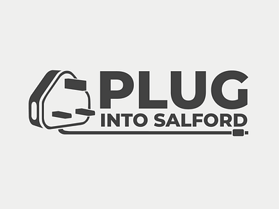 Plug into Salford brand identity design icon logo logo design plug sw vector © sasha wates