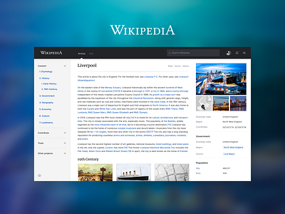 Wikipedia redesign by Paul Rainger on Dribbble